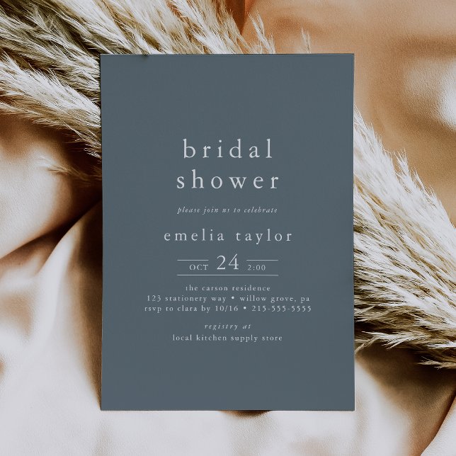 EMELIA Simple Boho Navy Dark Blue Brautparty Einladung (EMELIA Simple Boho Navy Dark Blue Bridal Shower Invitation)