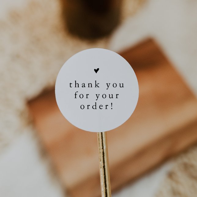 EMELIA Simple Chic Minimalistisch Vielen Dank für  Runder Aufkleber (EMELIA Simple Chic Minimalist Thank You For Order Classic Round Sticker)