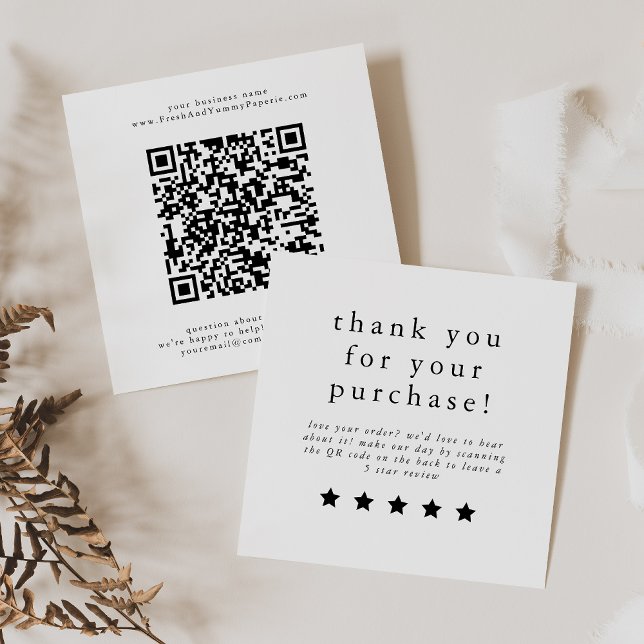 EMELIA Simple Modern Neutral Unique Verließ eine Ü Quadratische Visitenkarte (EMELIA Simple Modern Neutral Unique Leave A Review Square Business Card)