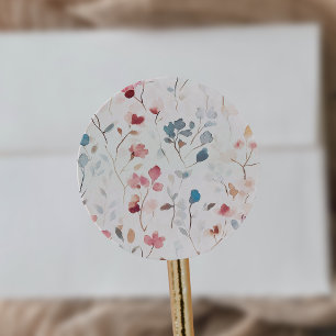 EMELIA Soft Watercolor Wildblume Runder Aufkleber