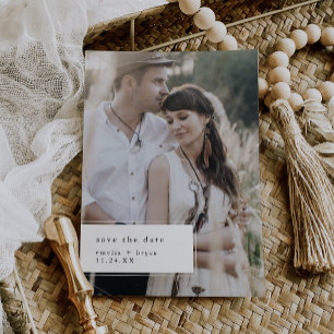 EMELIA White Black Rustic Foto Simple Wedding Save The Date