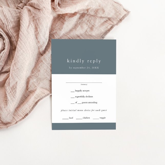 EMELIA Winter Minimalistisch Dark Dusty Blue Weddi RSVP Karte (EMELIA Winter Minimalist Dark Dusty Blue Wedding RSVP Card)