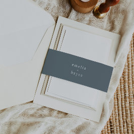 EMELIA Winter Vintag Boho Dark Dusty Blue Wedding Einladungsbanderole