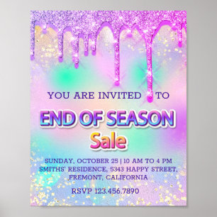 Emend Saison Sale Glitter Tropfen Holograph Rosa Poster