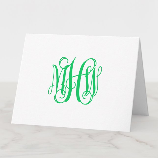 Emerald 3 Initial Vine Script Monogram DIY BG Dankeskarte (Von Creator hochgeladen)