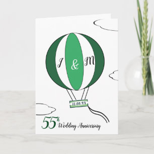 Emerald 55. Hochzeitstag Heißluftballon Karte