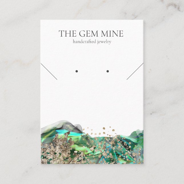 Emerald Agate Gemstone Jewelry Display Card Visitenkarte (Vorderseite)
