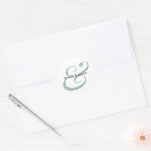 Emerald Ampersand Hochzeit Monogramm Umschlag Runder Aufkleber