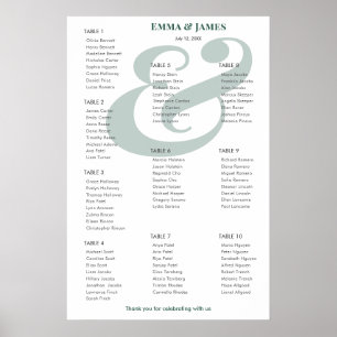 Emerald Ampersand Hochzeit Sitzordnung für 10 Ti Poster