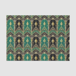 Emerald and Black Art Deco Holiday Pattern Seidenpapier