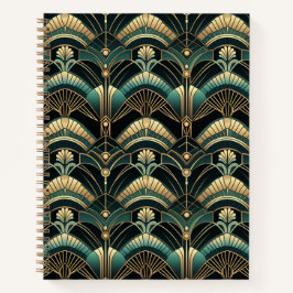 Emerald and Gold 1920er Jahre Art Deco Themed Notizbuch