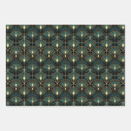 Emerald and Gold Art Deco Set of Geschenkpapier Set