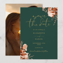 Emerald and Gold Rustikale Foto Hochzeit im Herbst Save The Date