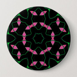 Emerald and Pink Kaleidoscope Button