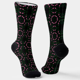 Emerald and Pink Kaleidoscope Socken