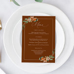 Emerald and Rust Burnt Orange Greenerenerity Weddi Menükarte<br><div class="desc">Das smaragdgrüne und rostflorale romantische Hochzeitsmenü, das sorgfältig entworfen wurde, um den Charme des Herbstes und des Winters in Ihren besonderen Tag zu verwandeln. Dieses exquisite Menü ist eine wahre Ode an die Schönheit der Natur, die die bezaubernde Mischung aus smaragdgrünen Pflanzen und rostfarbenen Blumen. Mit der Jahreszeit ändern sich...</div>