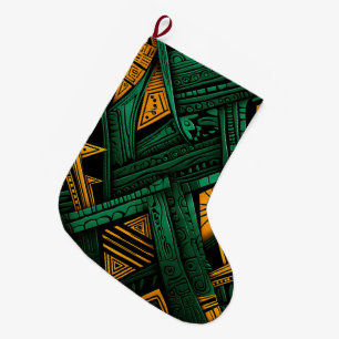 Emerald Ankara Elegance - Green African Ankara Großer Weihnachtsstrumpf