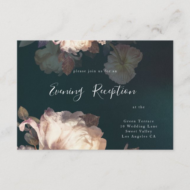 Emerald Antique Vintage Wedding Empfang Card Begleitkarte (Vorderseite)