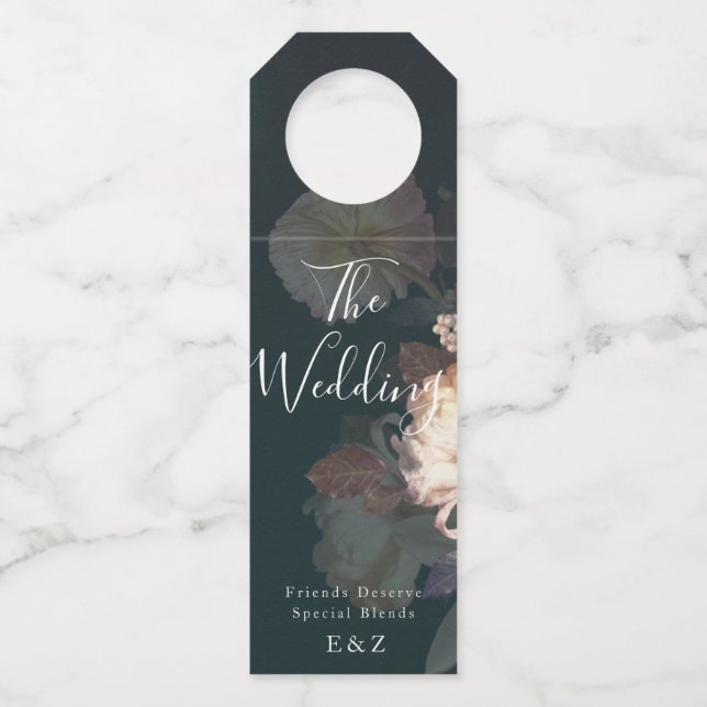 Emerald Antique Vintage Wedding Flaschenanhänger (Vorderseite)