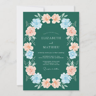 Emerald-Aprikosen-Ranunculus-Eukalyptus-Hochzeit Einladung