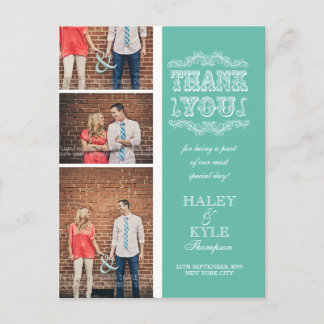 Emerald Aqua Foto Wedding Danke Post Card Postkarte