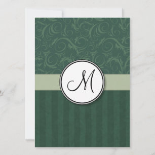 Emerald Aquamarin Floral Wisps & Strips mit Monogr Einladung