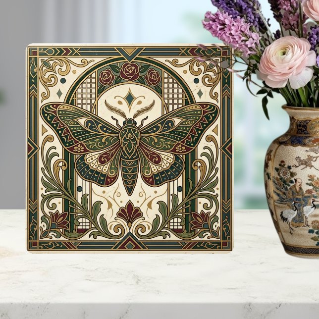 Emerald Art Nouveau Motten-Dekorfliese Fliese (Von Creator hochgeladen)