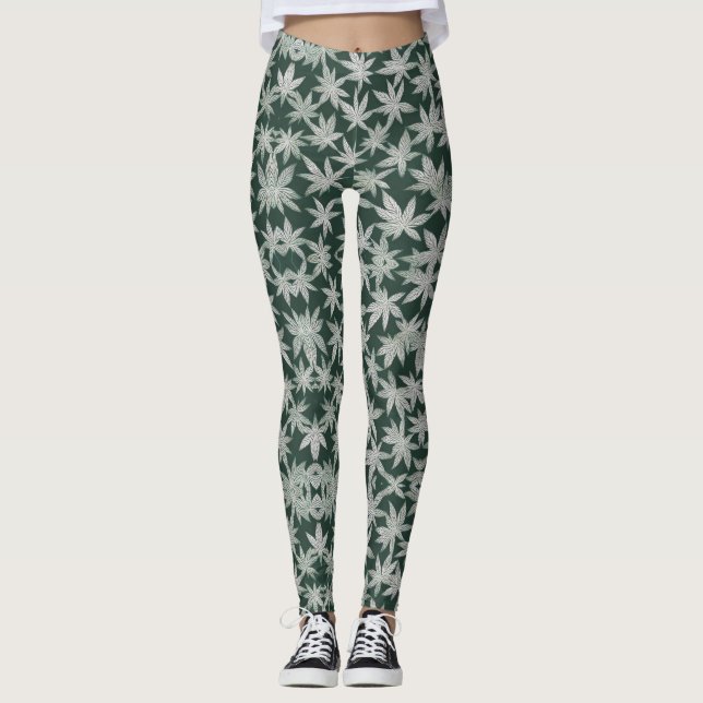 Emerald Asanoha: Ein traditionelles japanisches De Leggings (Vorderseite)