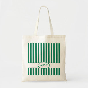 Emerald-Autumnal-Streifen mit Monogramm Tragetasche