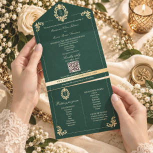 Emerald Baroque QR All-in-One Programm-Einladung All In One Einladung