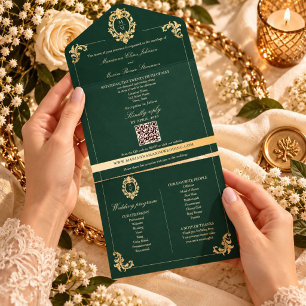 Emerald Baroque QR All-in-One Programm-Einladung All In One Einladung