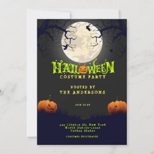 Emerald Black Halloween Costume Party Einladung