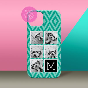 Emerald & Black Instagram 5 Foto Collage Monogramm Case-Mate iPhone Hülle