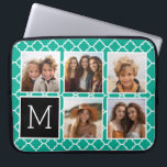Emerald & Black Instagram 5 Foto Collage Monogramm Laptopschutzhülle<br><div class="desc">Grün und Weiß Quatrefolienmuster - Verwenden Sie fünf quadratische Foto,  um ein einzigartiges und persönliches Geschenk zu kreieren. Oder man behalte den Hipster Welpe und macht einen trendigen Sake. Wenn Sie die Bilder anpassen müssen,  klicken Sie auf das Werkzeug anpassen,  um Änderungen vorzunehmen.</div>