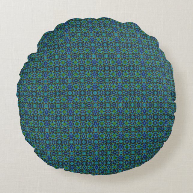 Emerald Bliss Rundes Kissen (Vorderseite)