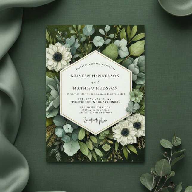 Emerald Bloom Botanical Wedding Einladung (Von Creator hochgeladen)