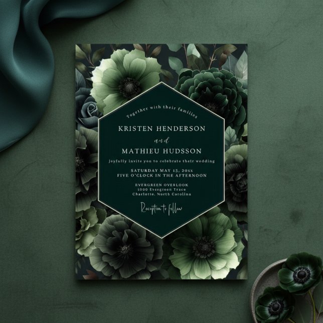 Emerald Bloom Opulent Wedding Einladung (Von Creator hochgeladen)