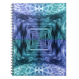 Emerald Blue Crystalline Energy Fractal Art Notizblock