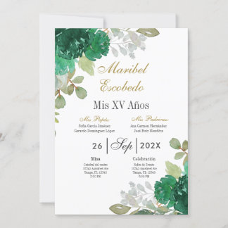 Emerald Blues Quinceanera Einladung