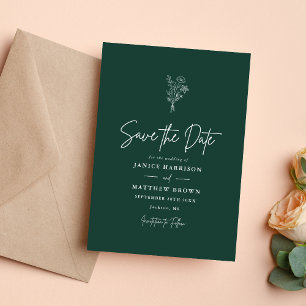 Emerald Boho Minimalistisch Botanicals Wedding Save The Date