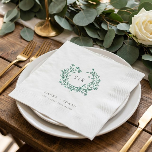 Emerald Boho Ornate Monogramm Hochzeit Serviette (Von Creator hochgeladen)