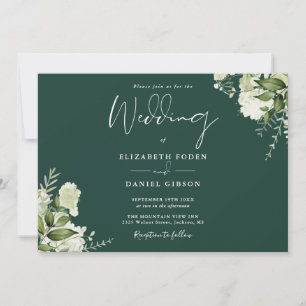 Emerald Botanical Greenerenery Monogram Wedding Einladung