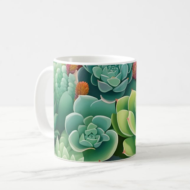 Emerald Botanical Succulent Elegante Kaffeetasse (Vorderseite Links)