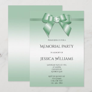 Emerald Bow & Ribbon Memorial Party Einladung