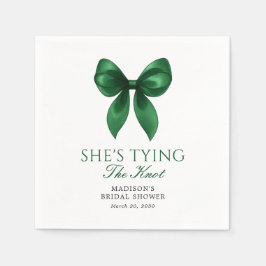 Emerald Bow She's Tying the Knot Bridal Shower Serviette
