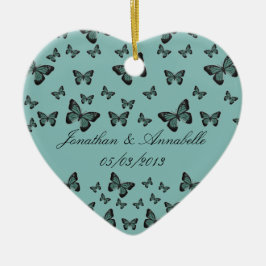 Emerald Butterfliegen Save the Date Keepake Keramikornament
