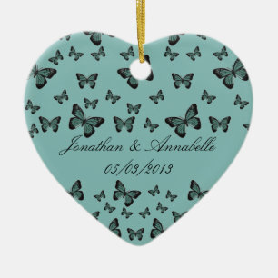 Emerald Butterfliegen Save the Date Keepake Keramikornament