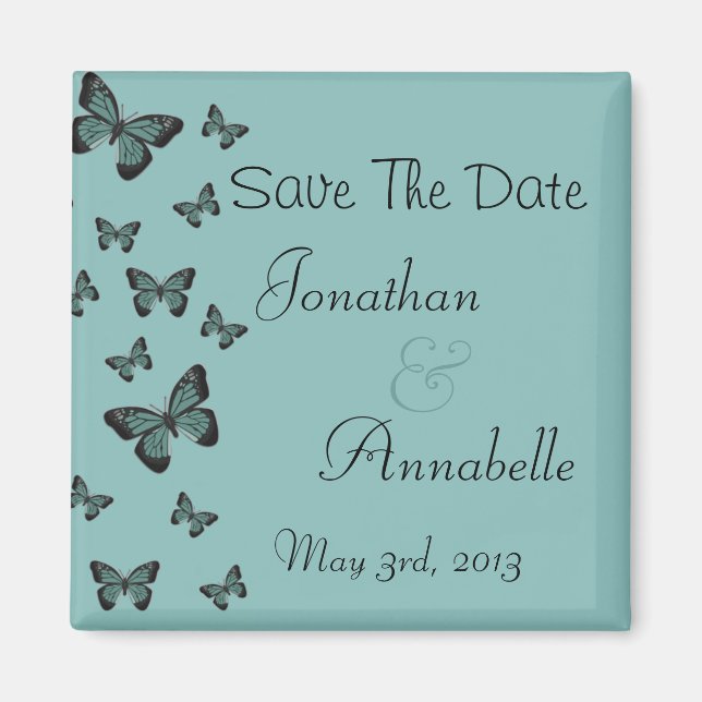 Emerald Butterfliegen Save the Date Personalisiert Magnet (Vorne)
