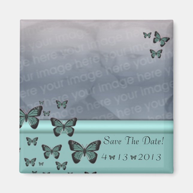 Emerald Butterflies Save the Date Magnet (Vorne)