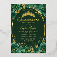 Emerald Captivating Floral Butterfly Quinceanera